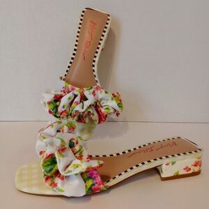 Betsey Johnson Floral Ruffle Sandals - White and Pink